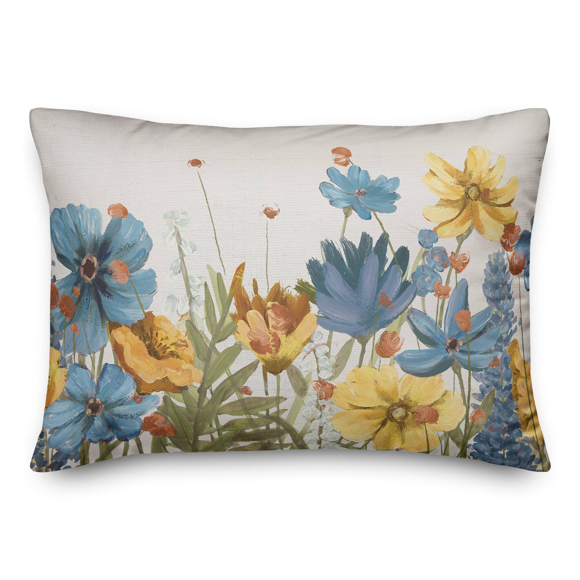 Field Of Happy Flowers 20" x 14" Throw Pillow